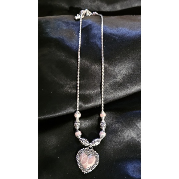 Brighton Park Avenue Pink Leather Heart Pendent Necklace Vintage - Picture 3 of 11